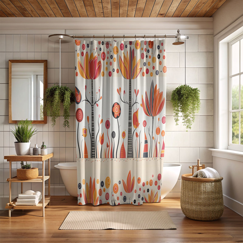 Artisan Whirls - Premium Shower Curtain, 74"H x 71"W