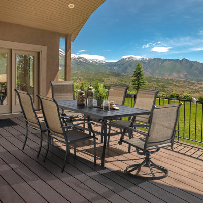 Ankita 6 - Person Metal Patio Dining Set with Rectangular Table