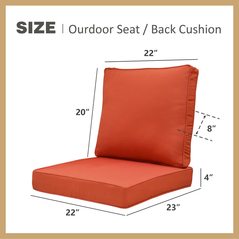 Coussin de siège / dossier d'extérieur 4 po, Rouge