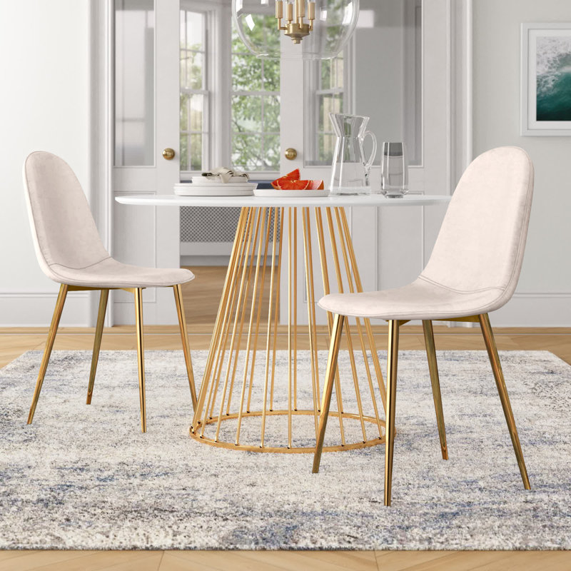 Elzada 18.5'' H Upholstered Side Chair, Gold, Blue Velvet