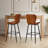 Set Of 2 Bar Stool Faux Leather Counter Height Modern Bar Stools With Back Metal Legs And Footrest Urban Armless Dining Chairs PU Leather Bar Stool  For Kitchen Island Rustic