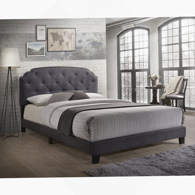 Grand lit tapissier gris