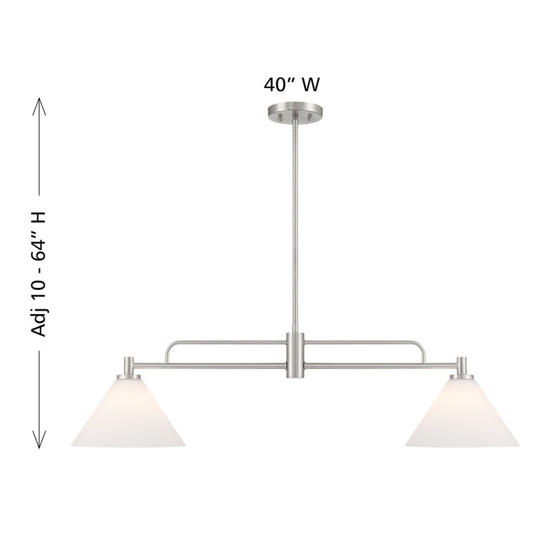 2-Light Chandelier in Natural Brass, Brushed Nickel