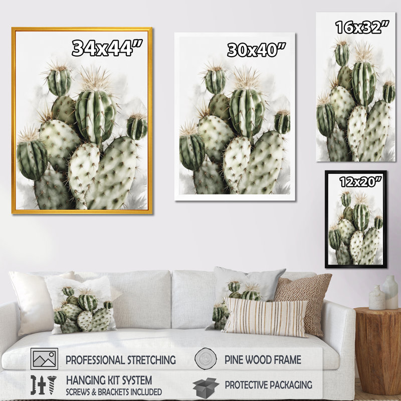 «Lincoln Desert Green Flower Cactus» sur toile, H 32 po x l 24 po, Toile tendue