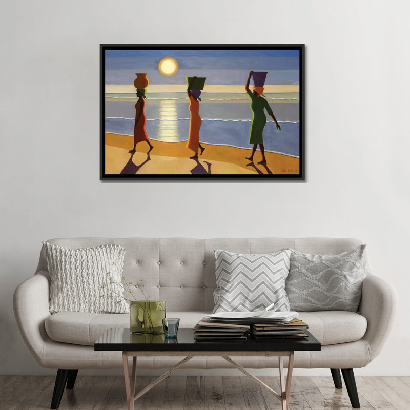 «By the Beach», impression sur toile, H 18 po x l 26 po x P 1,5 po, Toile avec cadre noir, Pas de tapis