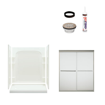 Ensemble 60" W x 73.75" H Framed Rectangle Sliding Shower Stall and Base Included