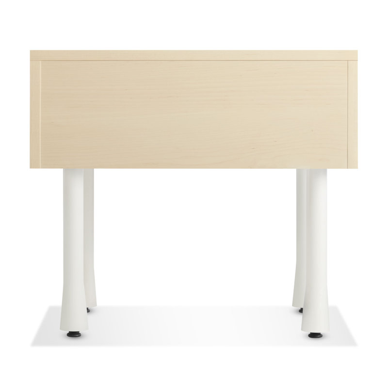 Lap 21.7'' W Solid Wood Nightstand, Whitewashed Maple / White