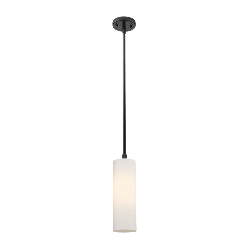 Luminaire suspendu Crown Point Light, Noir mat, H 13,25 po x l 4,5 po x P 4,5 po, Blanc mat