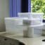 Clip 25.5L Square Plastic Storage Boxes with Secure Clip Lock Lids. L:39.5 x W:39.5 x H:22.5cm Clear/Clear/Clear