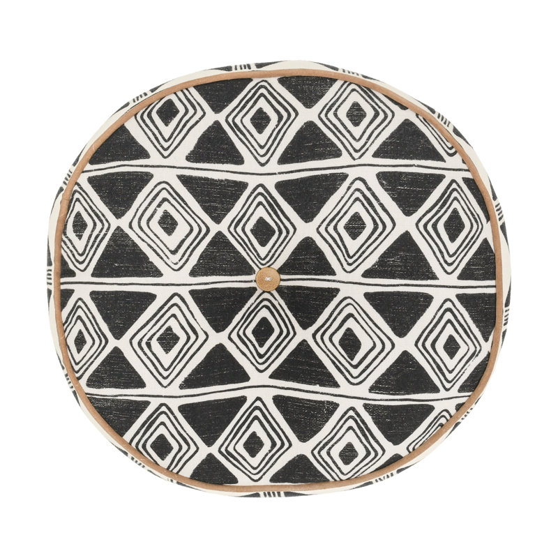 Nubia Rustic Geometric Cotton Round Throw Pillow