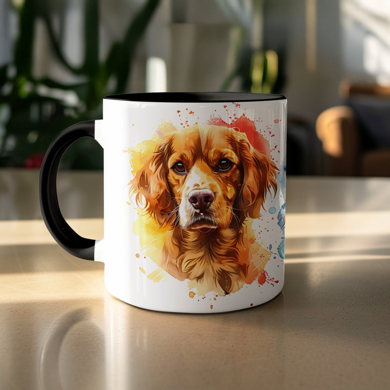 Pomeranian Dog Art Design 11oz Coffee Mug, 2, Black