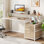 Bureau Denfield avec huche, tiroirs, support pour écran surélevé, l 62,99 po x P 19,68 po x H 35,43 po