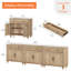 Buffet Cabinet With 6 Doors And 3 Drawers, Large Modern Coffee Bar Table Wood Kitchen Storage Cabinets, Farmhouse Sideboard Credenza For Dining Room, Oak, 101"