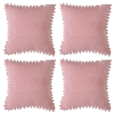 Pom-poms Cotton Blend Reversible Throw Pillow