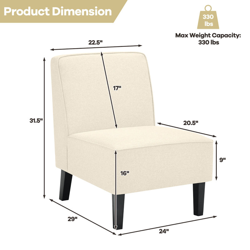 Nasi Upholstered Slipper Chair, Beige