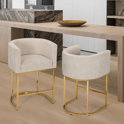 Counter Height Bar Stools, Modern Barrel Counter Stools Upholstered Accent Barstools With Footrest