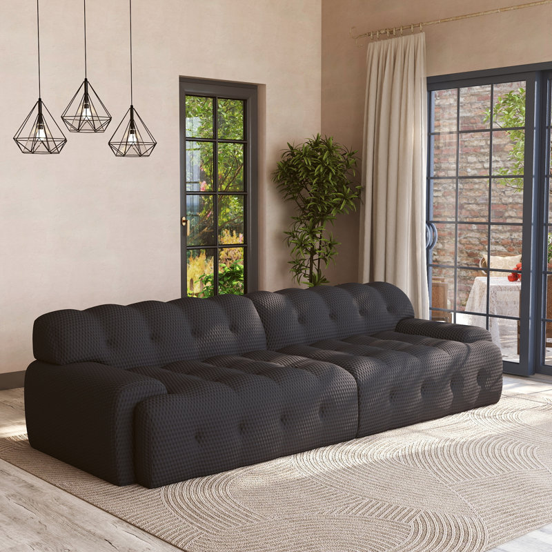 Boneless Bierce Modular Sofa, Black, 27.5”H x 86.6”W x 41.34”D