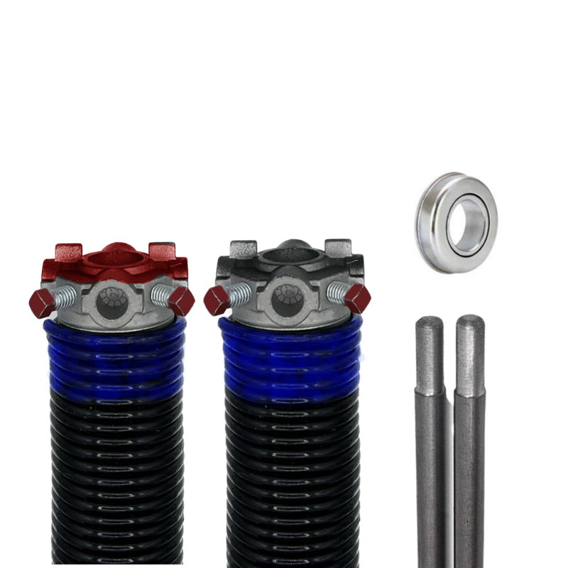 Ressorts de torsion de porte de garage, avec roulement de 1 po, gants et barres (262 x 2 x 35), Paire (cône rouge et noir)