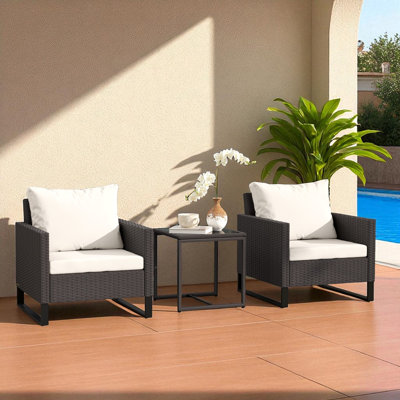 66cm Wide Outdoor Straight Patio Sectional Set with Cushions