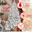 Arbre de Noël floqué avec 300 lumières UL et 27 pommes de pin naturelles - pointes en PVC enneigées, 600 pointes, structure à charnières, support en métal stable, installation facile-334358673