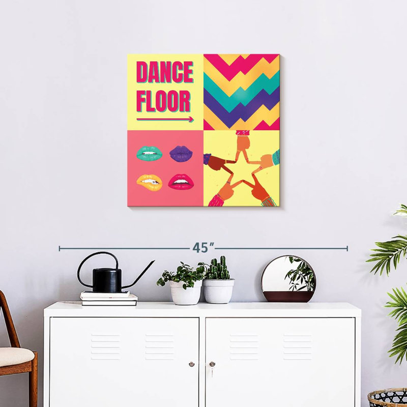 Retro Dance Floor Typography, 24" H x 24" W