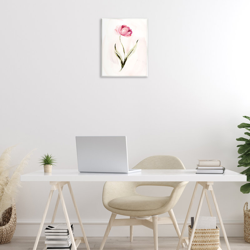 Plaque murale moderne avec fleur rose moderne, design par Kristen Brockmon