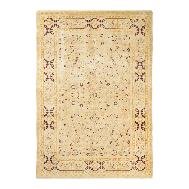 One-of-a-Kind 6'1" X 8'9" 2000s Wool Area Rug in Yellow