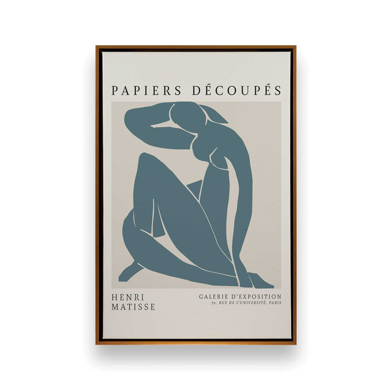 Matisse's Nude II en bleu minuit, H 30,75 po x l 20,75 po x P 1,75 po, Cadre flottant or poli
