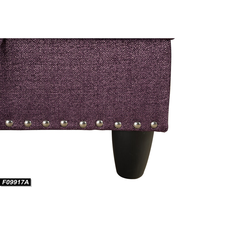 Ahuva Upholstered Sectional Left Hand Facing, Left Hand Facing, Purple Velvet