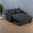 Multifunctional Modern Sofa Bed, Adjustable Black Suede For Home