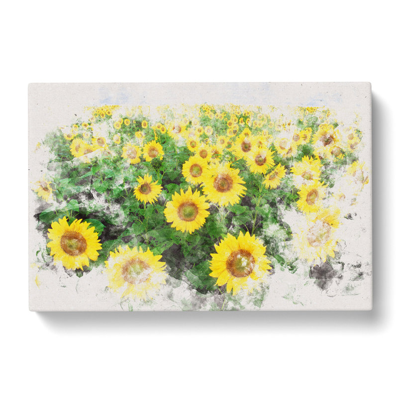 Yellow Sunflower Meadow - Wrapped Canvas Print, 35cm H x 50cm W x 3cm D