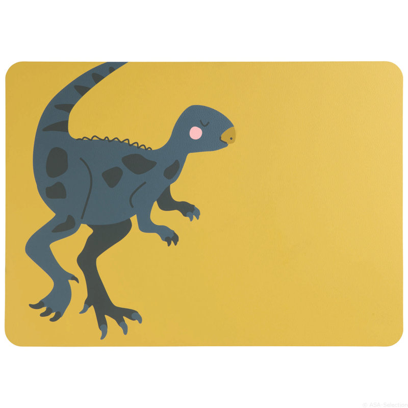 Ensemble de napperons en cuir 4 pièces, Dinosaure jaune