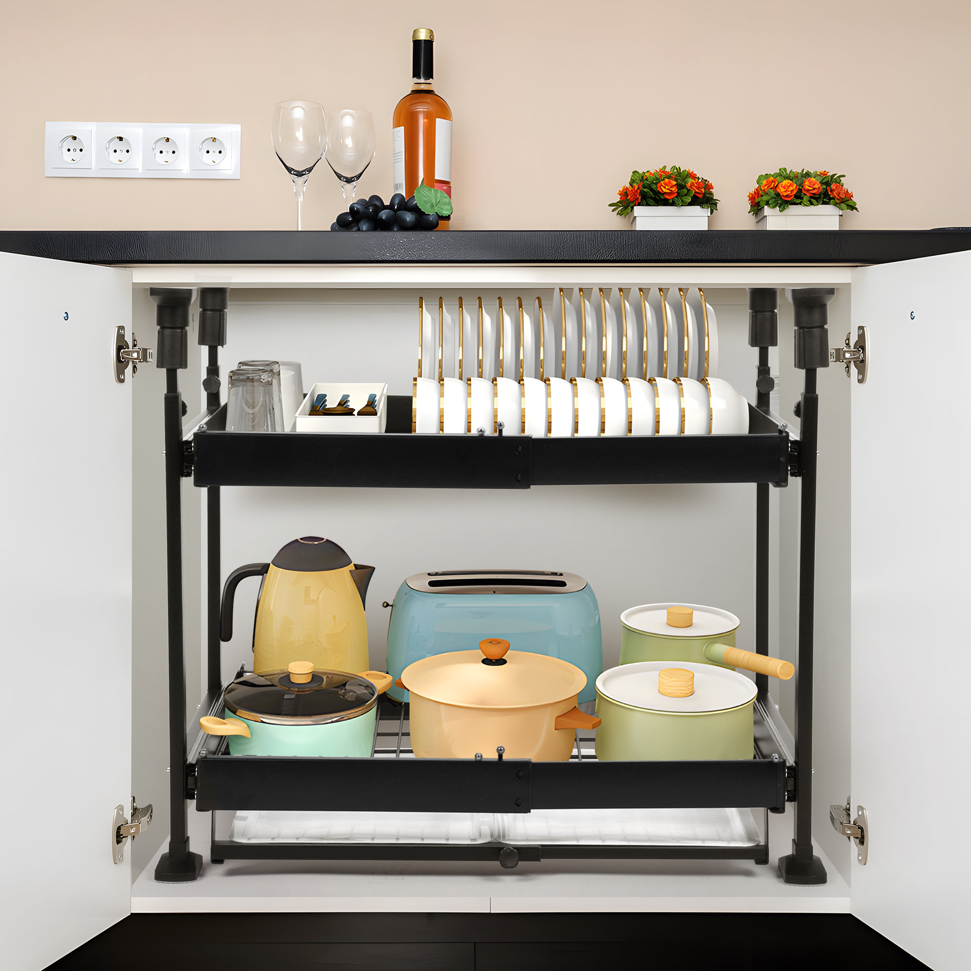 2 layer pull out basket kitchen