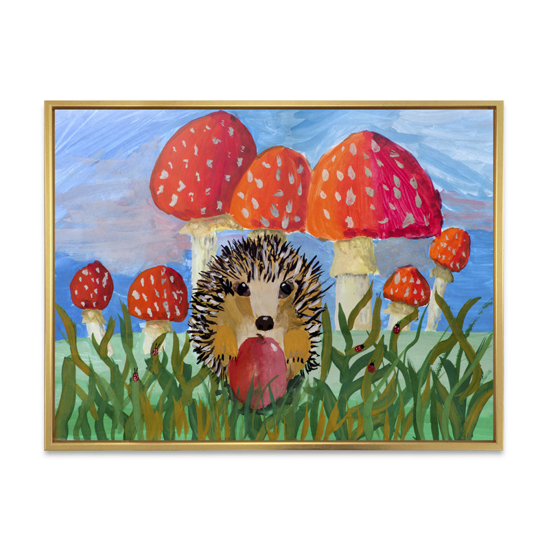 «Cute Hedgehog Animal Portrait», reproduction sur toile flottante, H 8 po x l 12 po x P 1 po, Cadre flottant doré