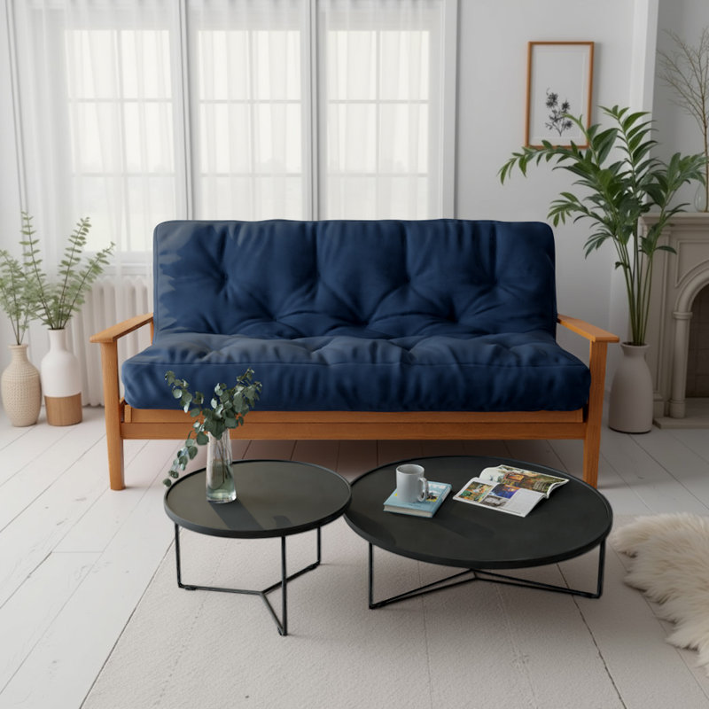 Lipson Futon Sofa Bed Foam Mattress CertiPUR-US Certified, No Frame, Full, Navy, 8"