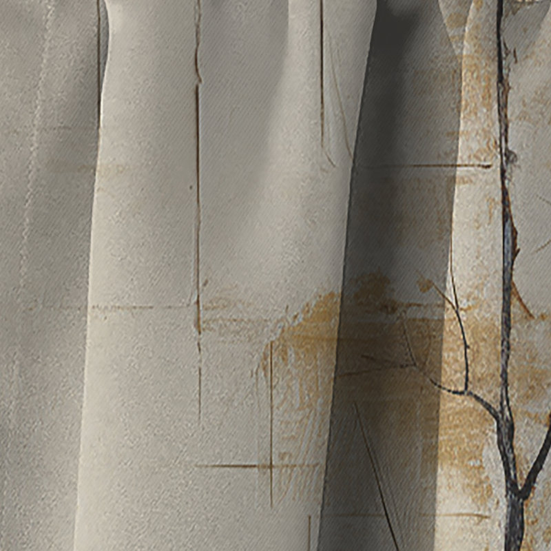 Gris et blanc Nature Split - Rideau abstrait occultant à formes abstraites - 1 panneau, L 52 po x L 63 po