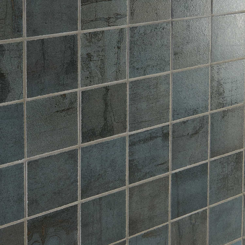 Angela Harris Inspira 2X2 Matte Porcelain Mosaic Tile, Oxide Metallic Blue