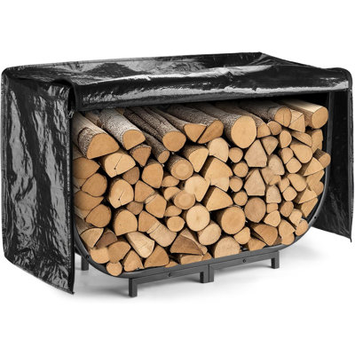 Support à bois de chauffage robuste de 40 pouces pour l'extérieur avec couvercle, rangement imperméable pour bûches pour le foyer, support en bois pour l'intérieur et l'extérieur, antirouille