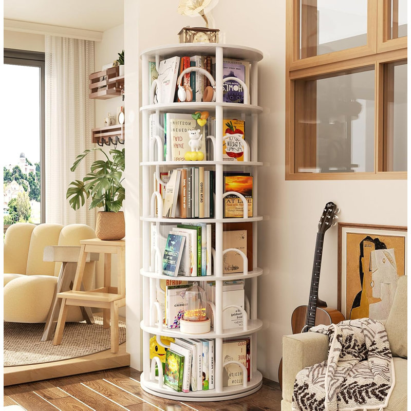 Tour de bibliothèque rotative à 6 niveaux, Blanc