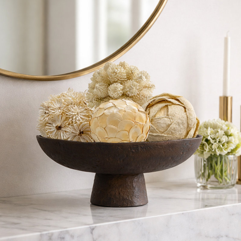 Jayceon Box of 4 Preserved Decorative Pinecone Orbs – Matte White