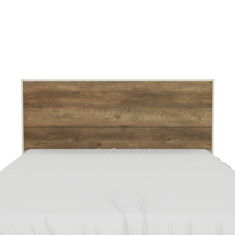 Allyannah Levison Platform Bed With Headboard, Queen, Ivory/Knotty oak