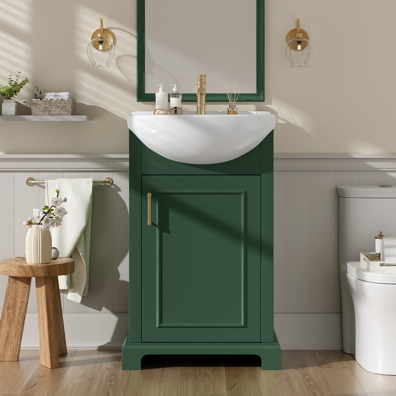 Ensemble de vanité de salle de bain de 50 cm (20 po), avec lavabo en céramique et porte à fermeture douce, Green
