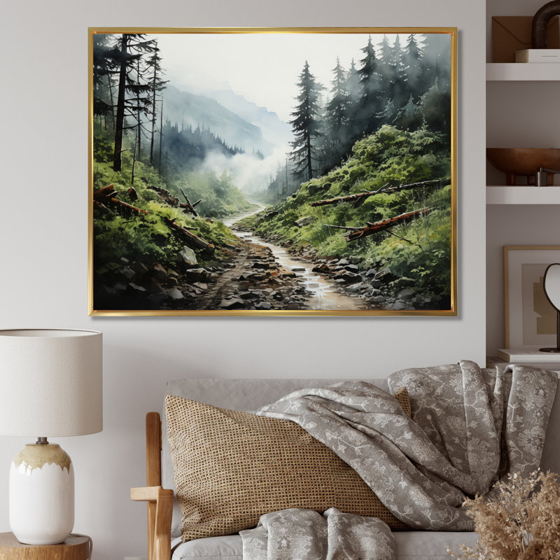 Bhayani Green Forest, parc national olympique I - reproduction, H 34 po x l 44 po x P 1,5 po, Cadre flottant doré