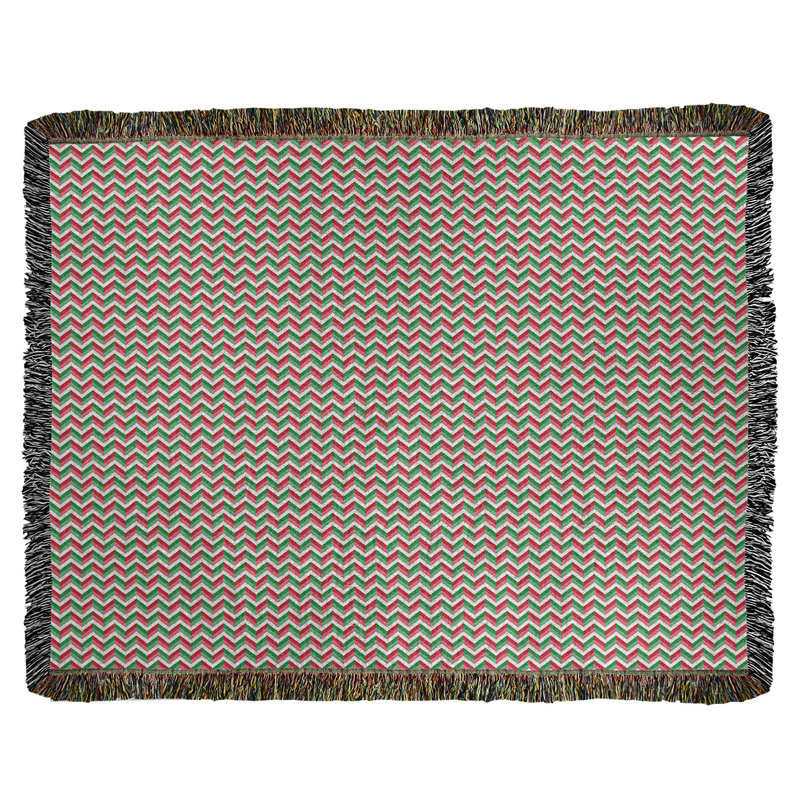 Hand Woven Throw Blanket, 80" W x 60" L, Dark Red/Green