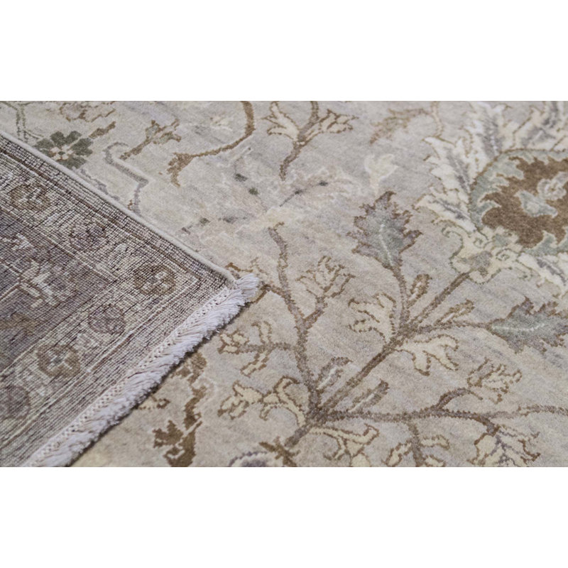 Tapis brun et brun de haute qualité noué à la main