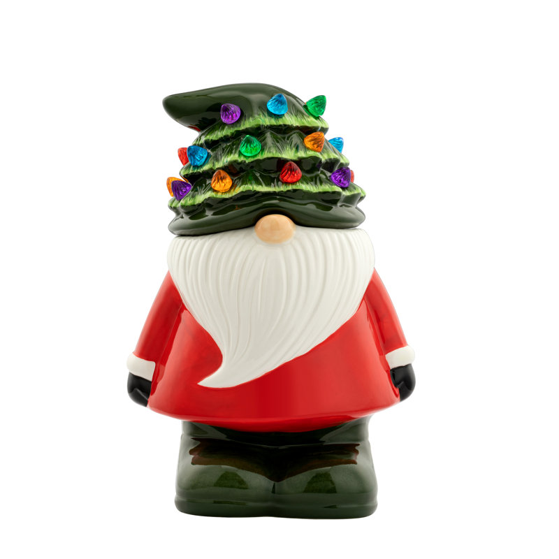 10.75" Nostalgic Ceramic Lit Gnome Cookie Jar