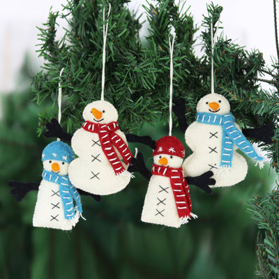 Ornement suspendu 4 pièces bonhomme de neige