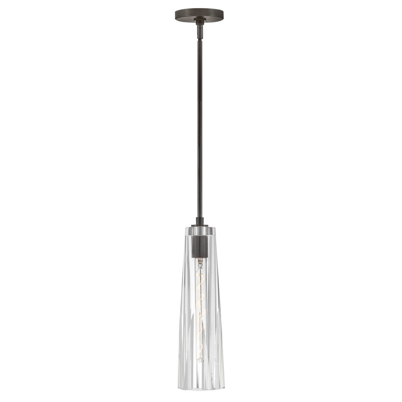 Cosette Sleek Black Oxide LED Pendant with Crystal-Cut Shade