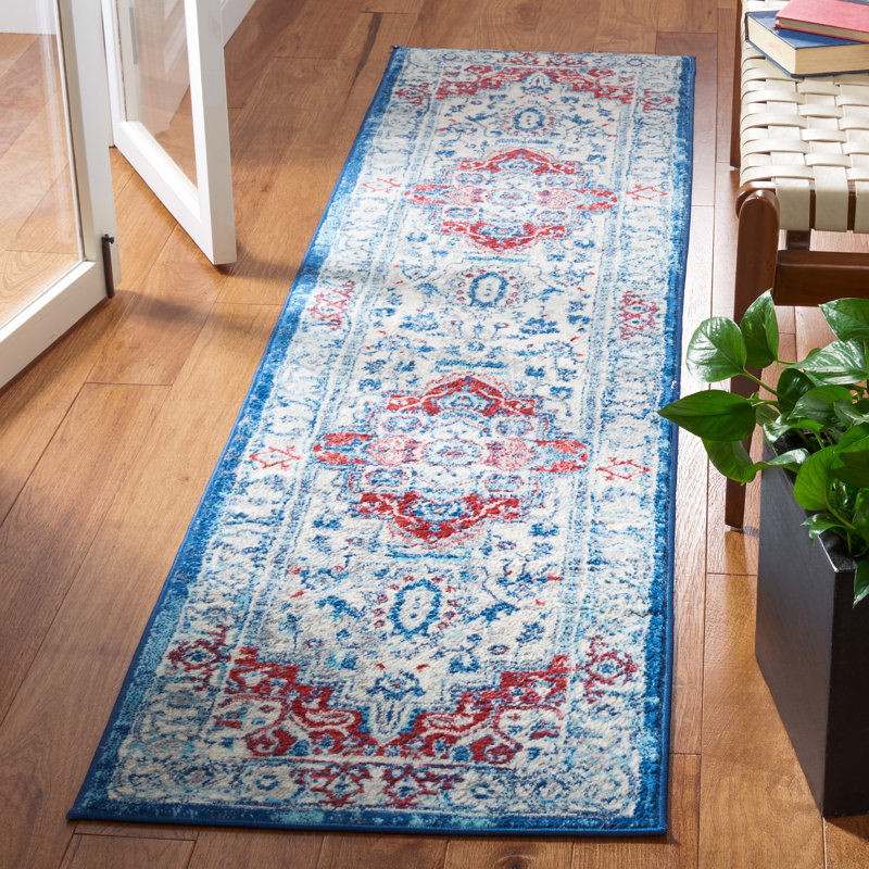 Tapis beige / rouge Aurich 851, Tapis de couloir 2 pi x 8 pi