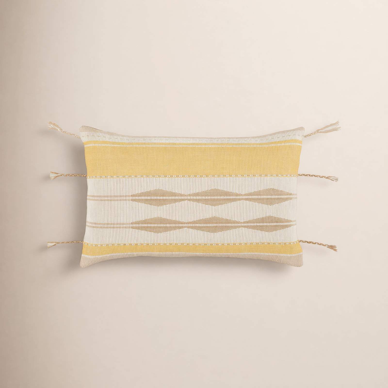 Torres Tassels Cotton Lumbar Throw Pillow, Polyfill